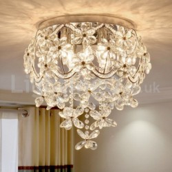 Modern Fashion 19 Inch Round Flush Mount Crystal Ceiling Light