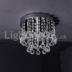 Modern Round LED Crystal Chandelier Porch Aisle Flush Mount Light