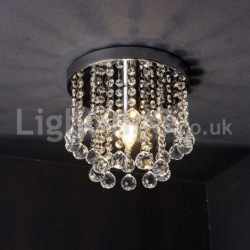 Modern Round LED Crystal Chandelier Porch Aisle Flush Mount Light