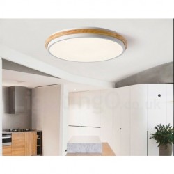 Dimmable Ultra-thin Multi Colours Round Wood Ceiling Light with Acrylic Shade LED Ceiling Lamp Nordic Style
