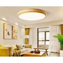 Dimmable Ultra-thin Multi Colours Round Wood Ceiling Light with Acrylic Shade LED Ceiling Lamp Nordic Style