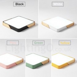 Dimmable Ultra-thin Multi Colours Square Wood Ceiling Light with Acrylic Shade LED Ceiling Lamp Nordic Style