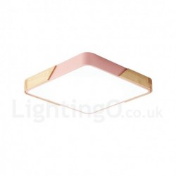 Dimmable Ultra-thin Multi Colours Square Wood Ceiling Light with Acrylic Shade LED Ceiling Lamp Nordic Style