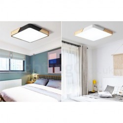 Dimmable Ultra-thin Multi Colours Square Wood Ceiling Light with Acrylic Shade LED Ceiling Lamp Nordic Style