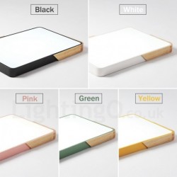 Dimmable Ultra-thin Multi Colours Rectangle Wood Ceiling Light with Acrylic Shade LED Ceiling Lamp Nordic Style