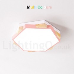 Dimmable Multi Colours Hexagon Wood Ceiling Light with Acrylic Shade LED Ceiling Lamp Nordic Style