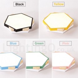 Dimmable Multi Colours Hexagon Wood Ceiling Light with Acrylic Shade LED Ceiling Lamp Nordic Style