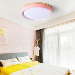 Dimmable Multi Colours Circular Wood Ceiling Light with Acrylic Shade LED Ceiling Lamp Nordic Style