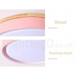 Dimmable Multi Colours Circular Wood Ceiling Light with Acrylic Shade LED Ceiling Lamp Nordic Style