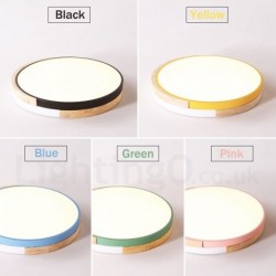 Dimmable Multi Colours Round Wood Ceiling Light with Acrylic Shade LED Ceiling Lamp Nordic Style