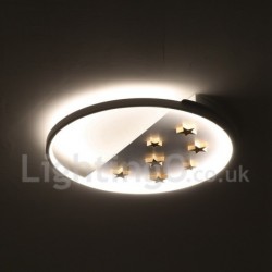 Dimmable White Stars Round Wood Ceiling Light LED Ultrathin Ceiling Lamp Also Can Be Used As Wall Light for Kids Room