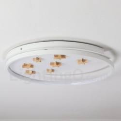 Dimmable White Stars Round Wood Ceiling Light LED Ultrathin Ceiling Lamp Also Can Be Used As Wall Light for Kids Room