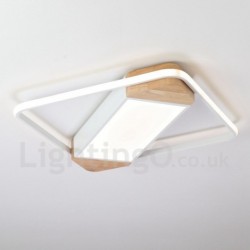 Dimmable White Square Wood Ceiling Light LED Ultrathin Ceiling Lamp Also Can Be Used As Wall Light