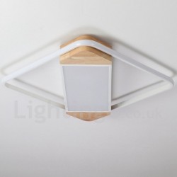 Dimmable White Square Wood Ceiling Light LED Ultrathin Ceiling Lamp Also Can Be Used As Wall Light