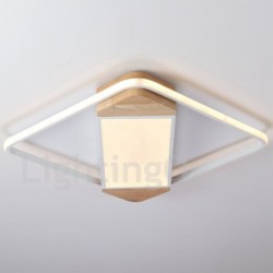 Dimmable White Square Wood Ceiling Light LED Ultrathin Ceiling Lamp Also Can Be Used As Wall Light