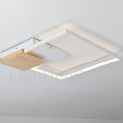 Dimmable White Square Wood Ceiling Light LED Ultrathin Ceiling Lamp Also Can Be Used As Wall Light