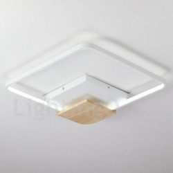 Dimmable White Square Wood Ceiling Light LED Ultrathin Ceiling Lamp Also Can Be Used As Wall Light