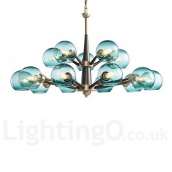 Retro / Vintage Magic Bean Rustic Chandelier with Multi Colours Glass Shades