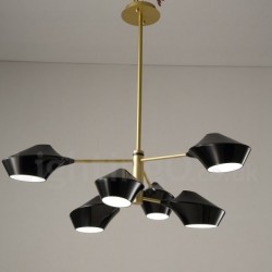 Modern Contemporary Pipe Chandelier with White Black Acrylic Shades