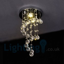 1 Light Modern K9 Crystal Round Flush Mount Ceiling Light