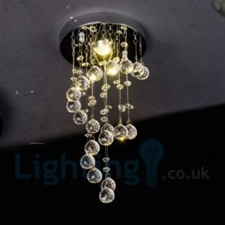 1 Light Modern K9 Crystal Round Flush Mount Ceiling Light