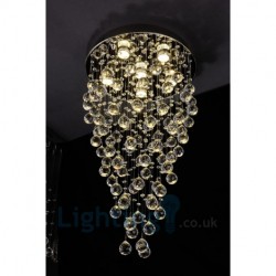 6 Light Modern K9 Crystal Round Flush Mount Ceiling Light