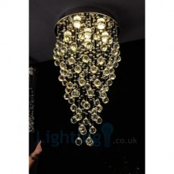 6 Light Modern K9 Crystal Round Flush Mount Ceiling Light