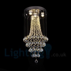 4 Light Modern K9 Crystal Round Flush Mount Ceiling Light