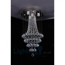 4 Light Modern K9 Crystal Round Flush Mount Ceiling Light