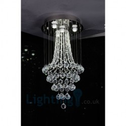 4 Light Modern K9 Crystal Round Flush Mount Ceiling Light