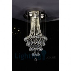 4 Light Modern K9 Crystal Round Flush Mount Ceiling Light