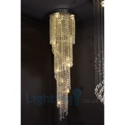 4 x GU10 + 8 x G4 1 20 Inch Long Crystal Drop Light Modern K9 Crystal Round Flush Mount Ceiling Light