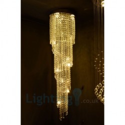 4 x GU10 + 8 x G4 1 20 Inch Long Crystal Drop Light Modern K9 Crystal Round Flush Mount Ceiling Light