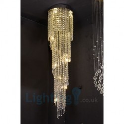 4 x GU10 + 8 x G4 1 20 Inch Long Crystal Drop Light Modern K9 Crystal Round Flush Mount Ceiling Light