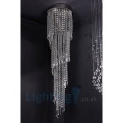 4 x GU10 + 8 x G4 1 20 Inch Long Crystal Drop Light Modern K9 Crystal Round Flush Mount Ceiling Light