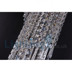 4 x GU10 + 8 x G4 1 20 Inch Long Crystal Drop Light Modern K9 Crystal Round Flush Mount Ceiling Light