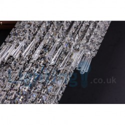 4 x GU10 + 8 x G4 1 20 Inch Long Crystal Drop Light Modern K9 Crystal Round Flush Mount Ceiling Light