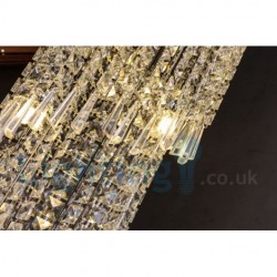 4 x GU10 + 8 x G4 1 20 Inch Long Crystal Drop Light Modern K9 Crystal Round Flush Mount Ceiling Light