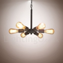 6 Light Rustic Retro Vintage Black Pendant Light