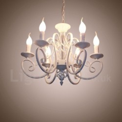 6 Light Rustic Retro Vintage Black White Pendant Candle Chandelier