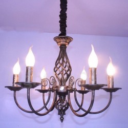 6 Light Rustic Retro Vintage Black White Pendant Candle Chandelier