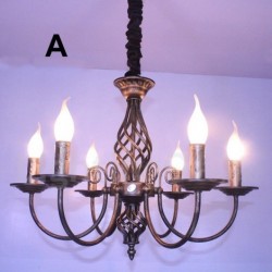 6 Light Rustic Retro Vintage Black White Pendant Candle Chandelier