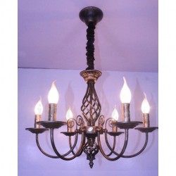 6 Light Rustic Retro Vintage Black White Pendant Candle Chandelier