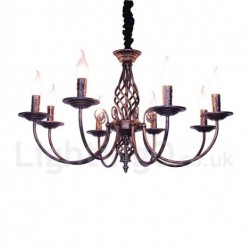 6 Light Rustic Retro Vintage Black White Pendant Candle Chandelier