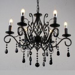 6 Light Crystal Rustic Retro Vintage Black White Blue Pendant Candle Chandelier