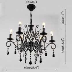 6 Light Crystal Rustic Retro Vintage Black White Blue Pendant Candle Chandelier