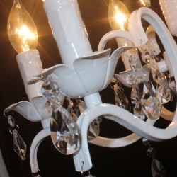6 Light Crystal Rustic Retro Vintage White Pendant Candle Chandelier