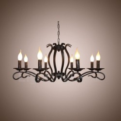 8 Light Rustic Retro Vintage Black Pendant Candle Chandelier