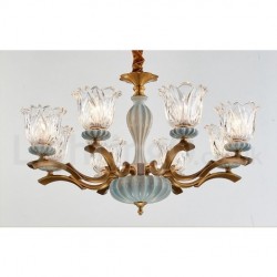 100% Brass Luxurious Rustic Retro Vintage Brass Ceramics Pendant Candle Chandelier with Glass Shades