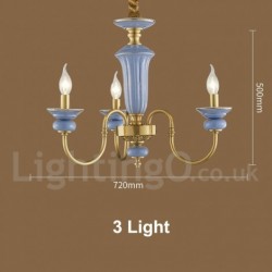 100% Pure Brass Luxurious Rustic Retro Vintage Brass Ceramics Pendant Candle Chandelier